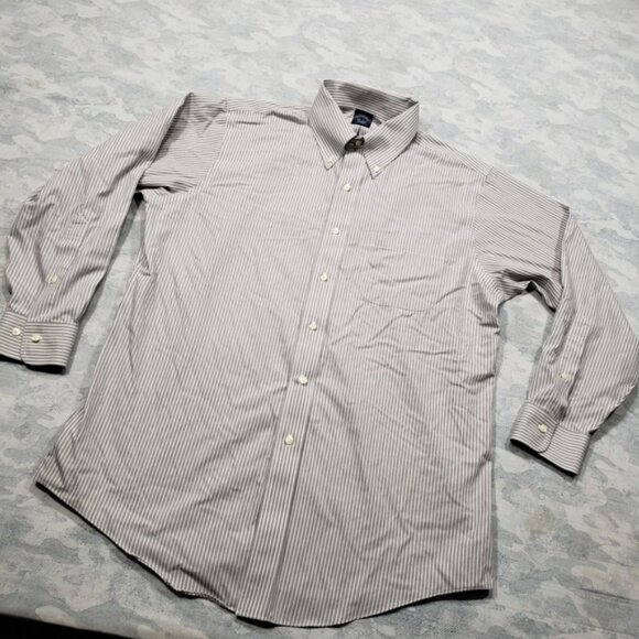 Brooks Brothers Shirt Mens 16.5 Gray Striped Long Sleeve Button Down - Picture 2 of 5